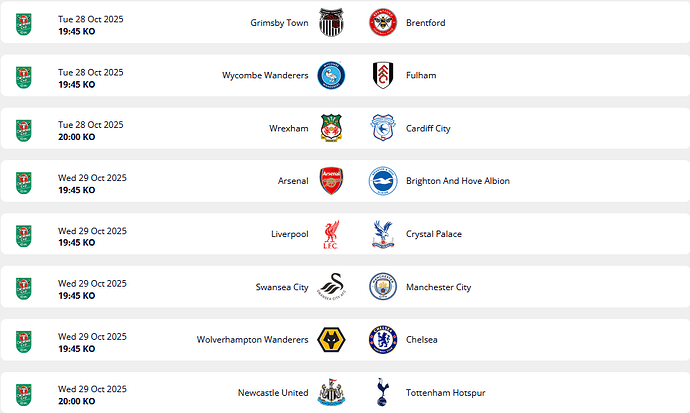 Carabao Cup - Round of 18