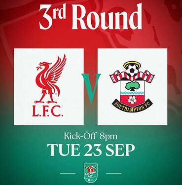 LFC v Southampton Carabao Cup Round 3, Sep 2025